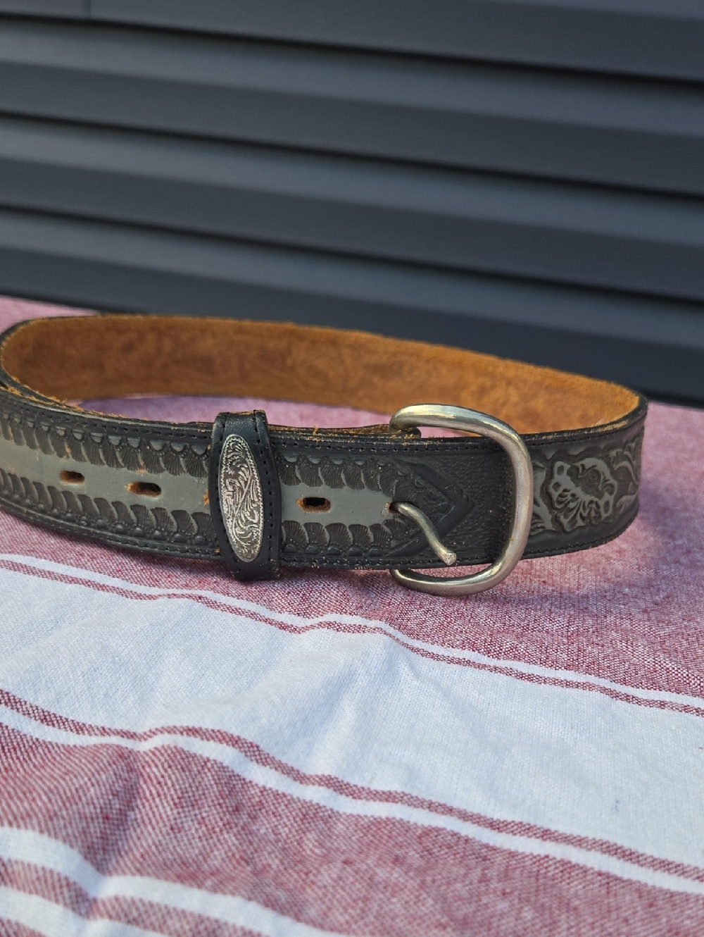 Leather Belt Silver Buckle